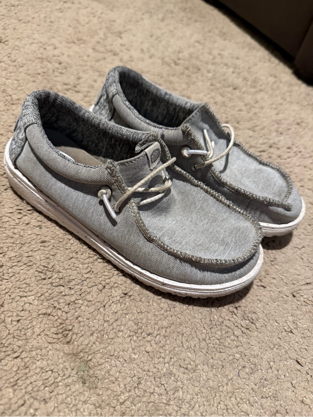 Hey Dude Kids Gray Canvas Slip-On Loafers